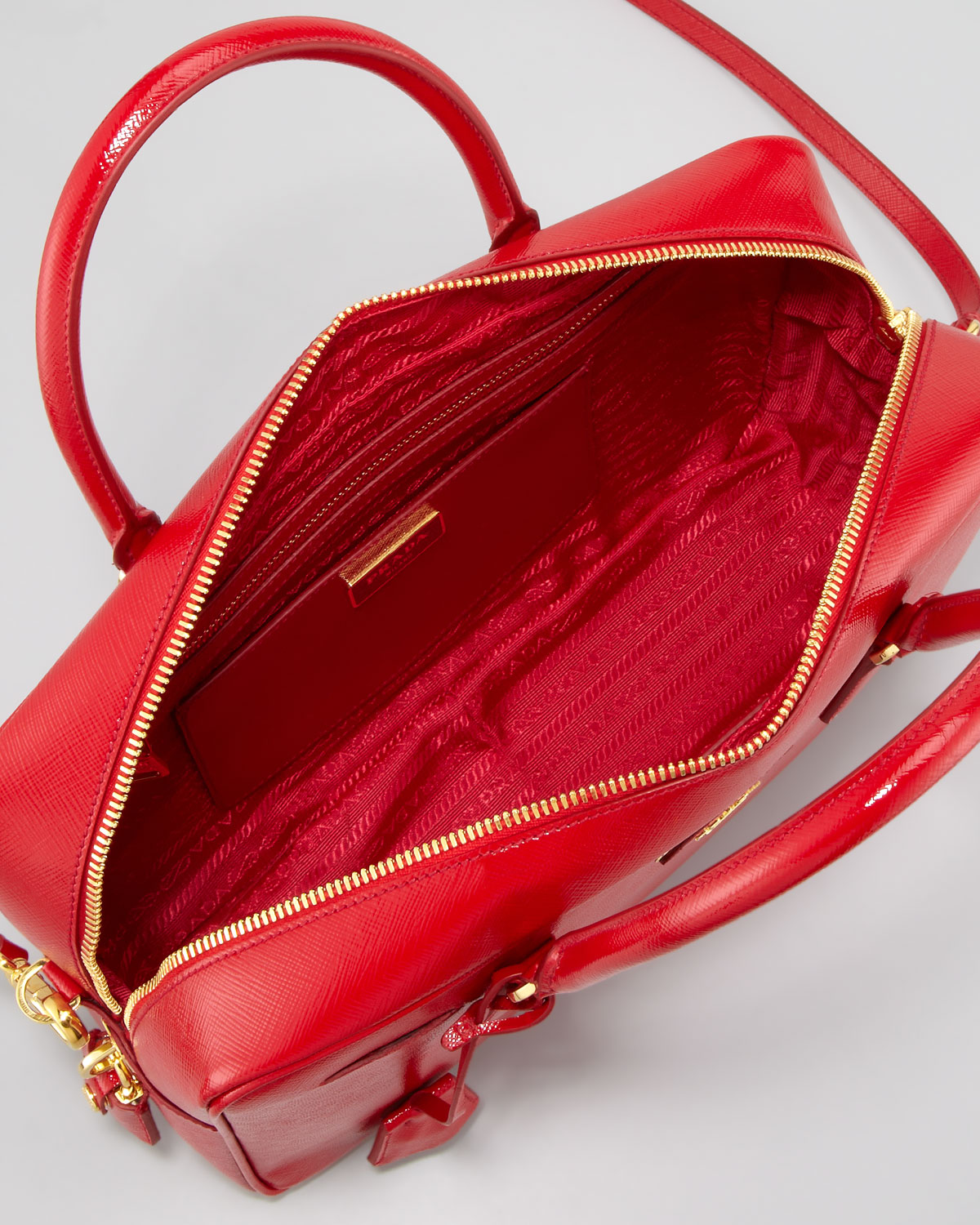 Lyst Prada Saffiano Vernice Tv Bag in Red