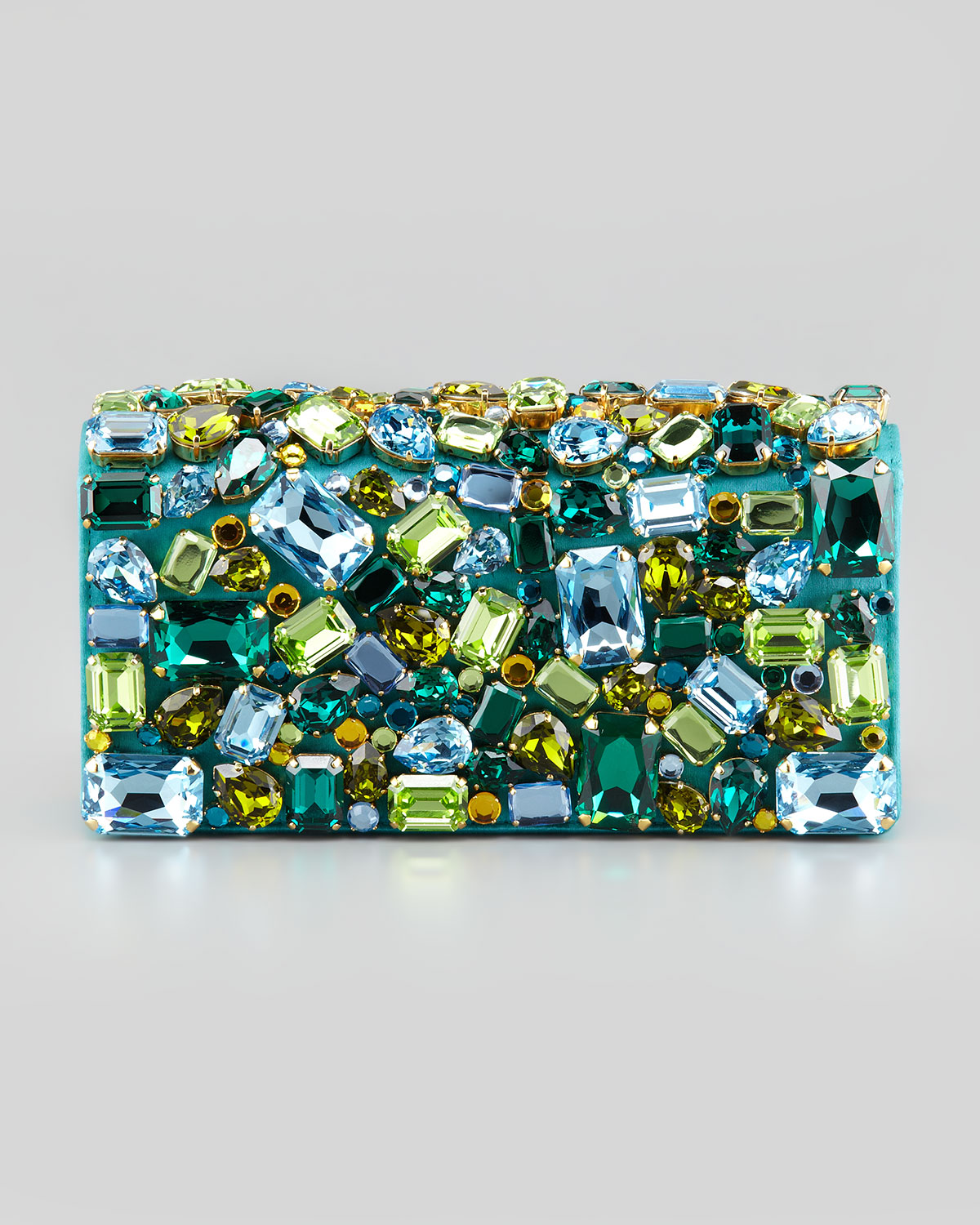 Lyst - Prada Jeweled Satin Clutch Bag in Green