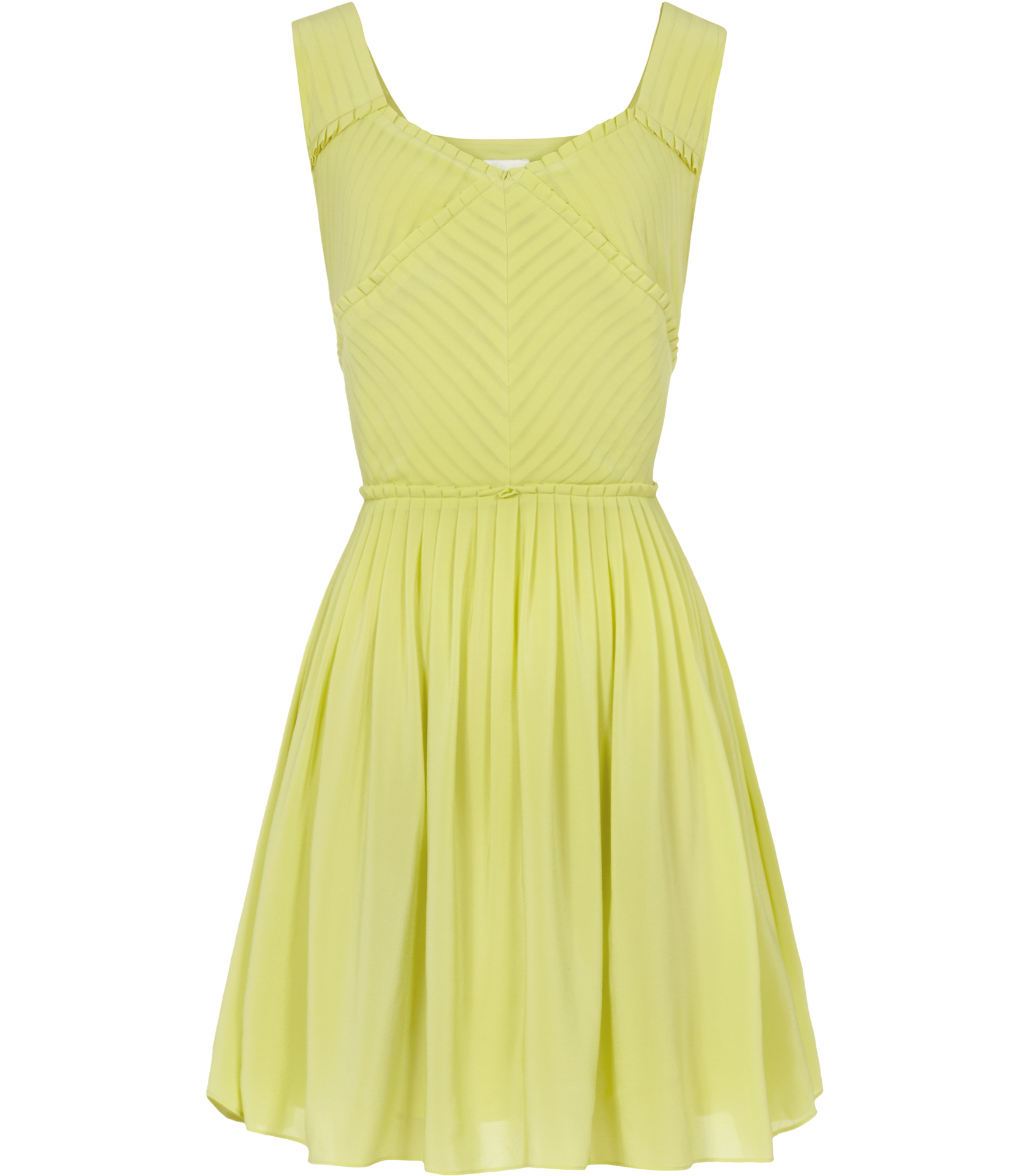 Reiss Leia Pleat Detail Dress in Yellow | Lyst