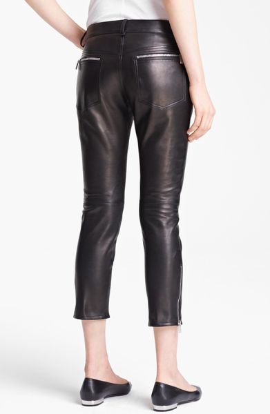 Michael Kors Plonge Leather Capri Pants in Black | Lyst