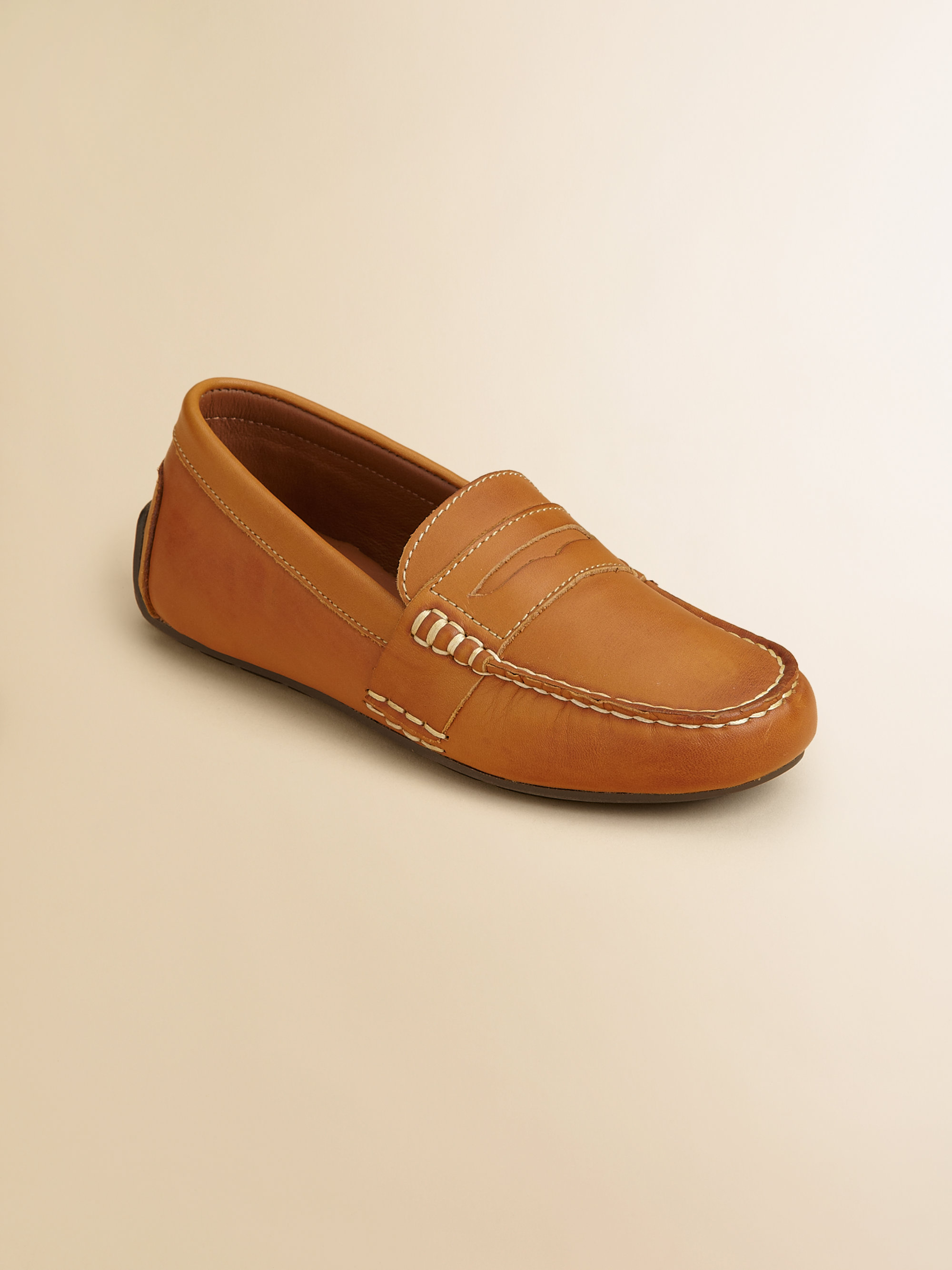 Ralph Lauren Boys Telly Leather Loafers in (tan) | Lyst