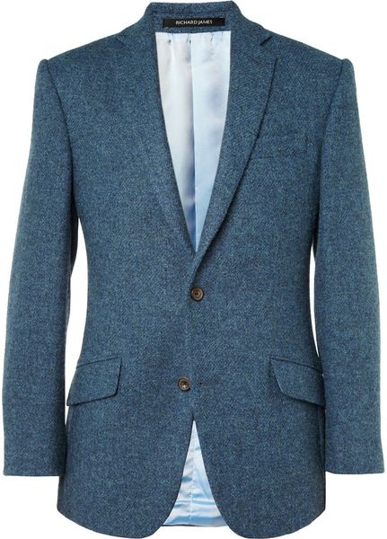 Richard James Hyde Slimfit Harris Tweed Blazer in Blue for Men | Lyst