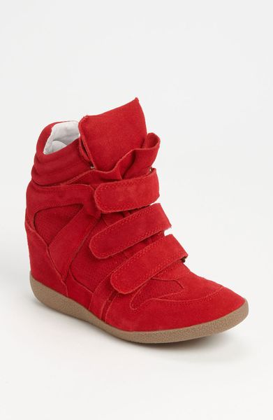 Steve Madden Hilight Wedge Sneaker in Red (red suede) | Lyst