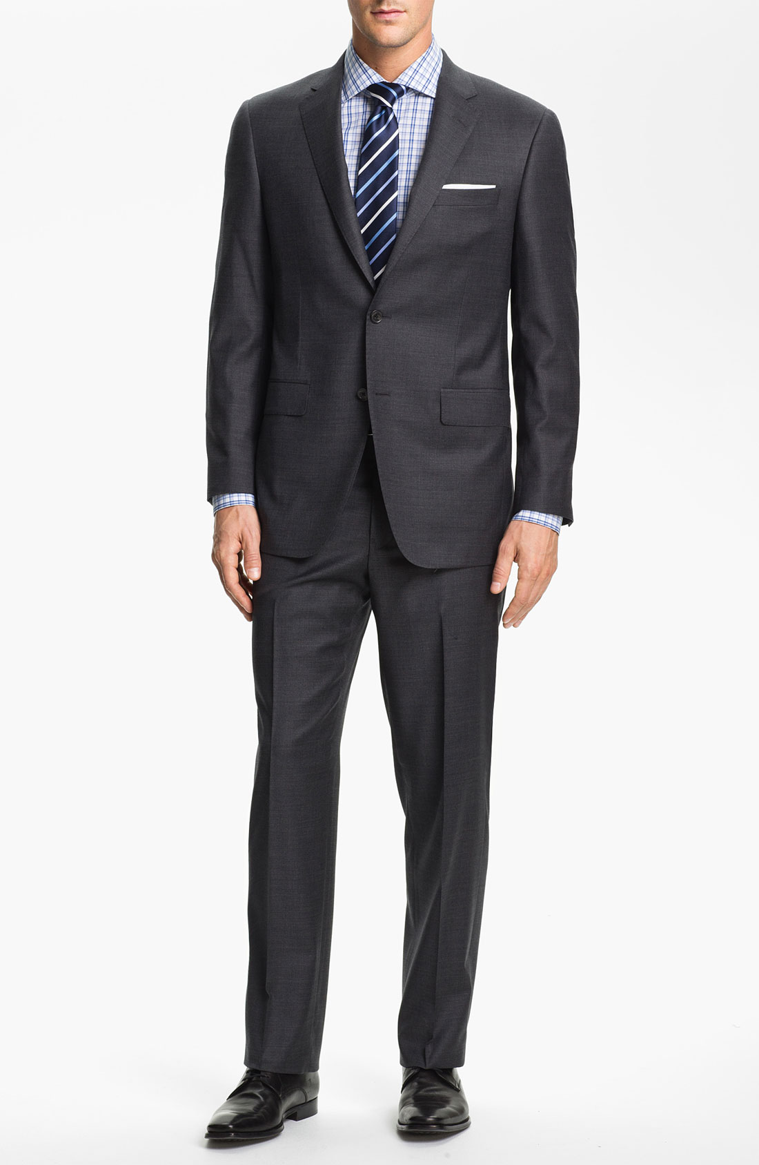 Samuelsohn Performance Stretch Wool Suit in Gray for Men (charcoal) | Lyst