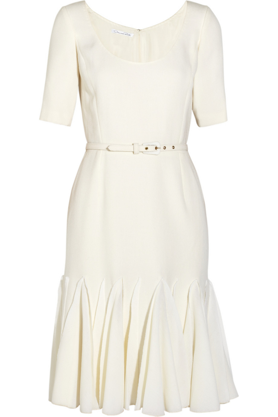 Oscar De La Renta Wool Crepe Dress in White (ivory) | Lyst