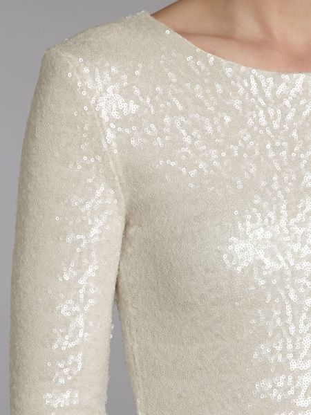 Tfnc Sequin Bodycon Dress 34 Sleeve in White | Lyst