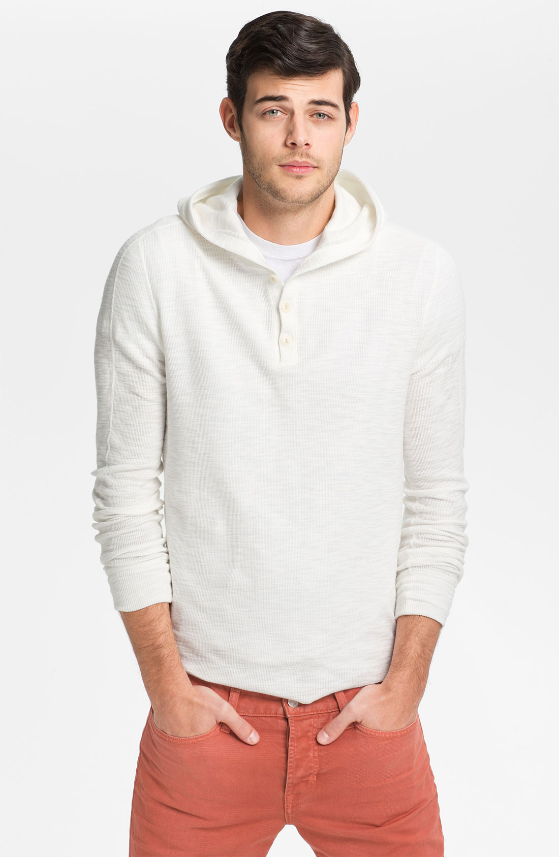 Vince Thermal Pullover Hoodie in White for Men | Lyst