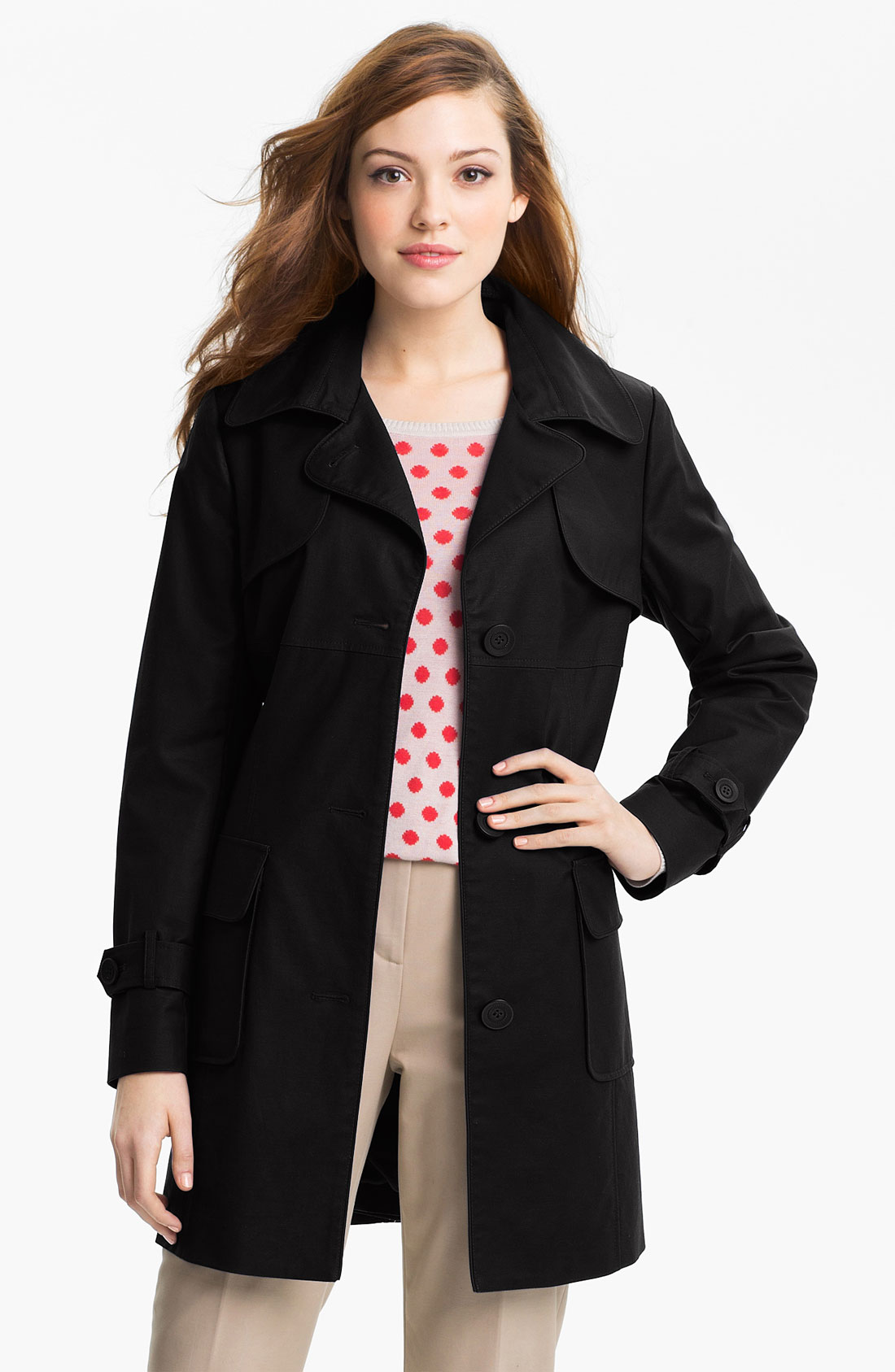 Kristen Blake Single Breasted Trench Coat in Black | Lyst