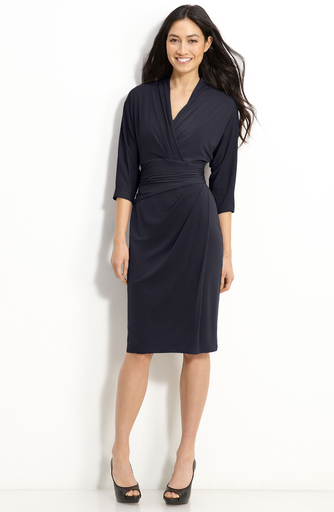 Suzi Chin For Maggy Boutique Faux Wrap Jersey Dress in Black (shadow ...