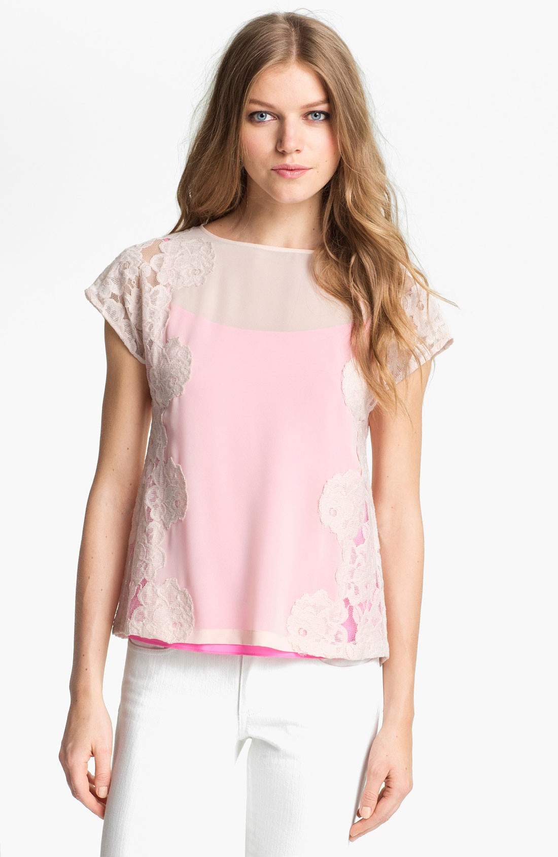 Ted Baker Lace Top in Pink (shell) | Lyst