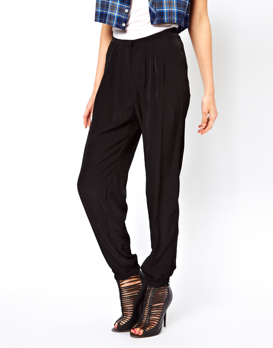 Asos Trousers with Elastic Cuff in Black | Lyst