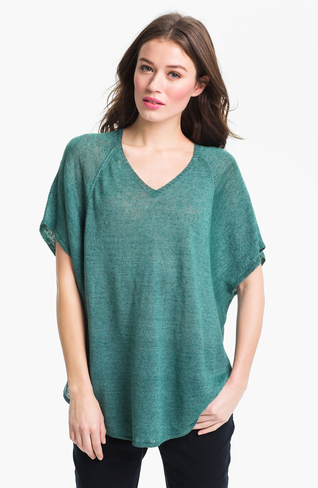 Eileen Fisher Delave Linen V-Neck Tunic in Green (dragonfly) | Lyst
