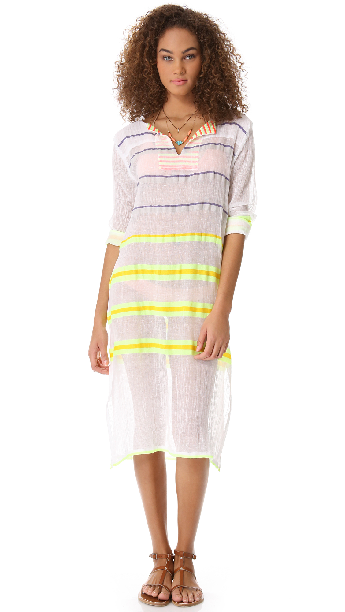 Lemlem Walsh Caftan Cover Up in Yellow | Lyst