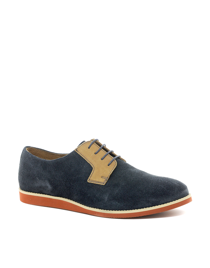 Asos Suede Derby Shoes in Blue for Men | Lyst