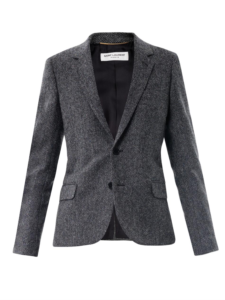 Lyst - Saint Laurent Hackett Dogtooth Tweed Jacket in Gray