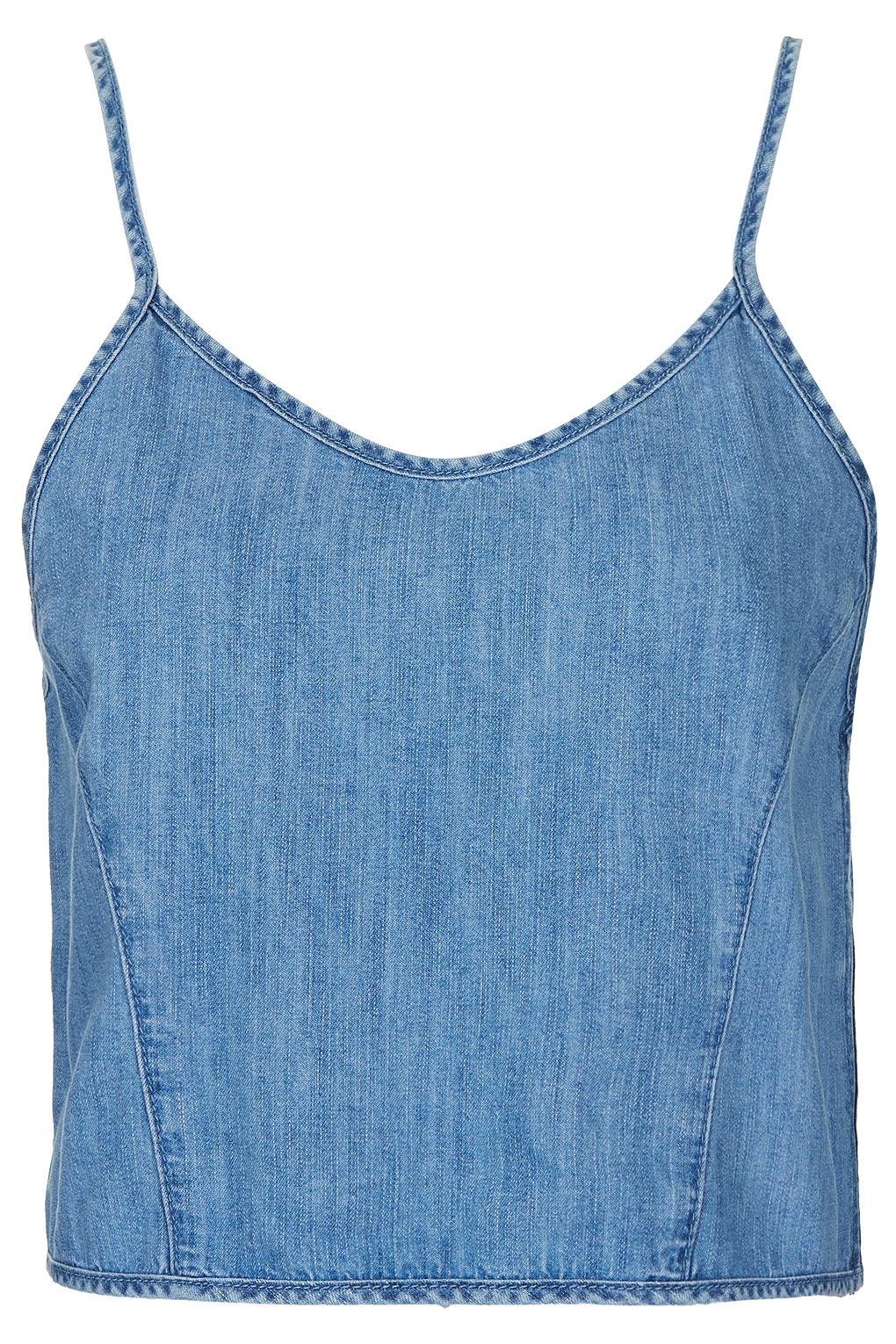 Lyst - Topshop Cropped Denim Cami in Blue