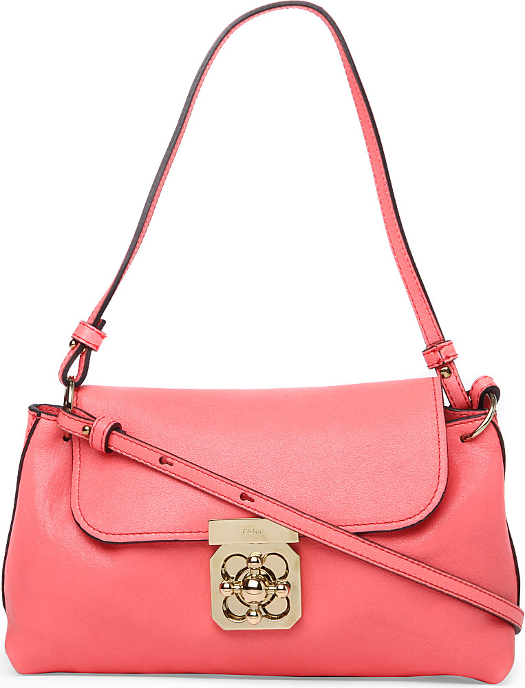 Chlo Elsie Leather Crossbody Bag in Pink (paradise pink) | Lyst  