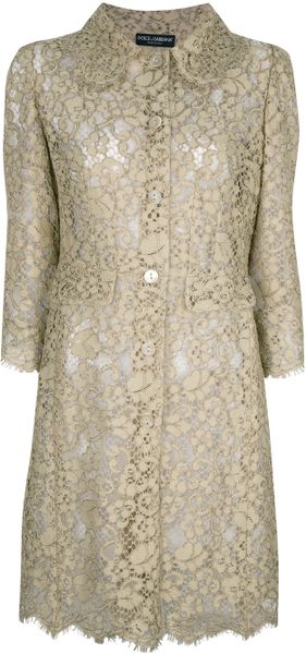 Dolce & Gabbana Lace Coat in Beige | Lyst