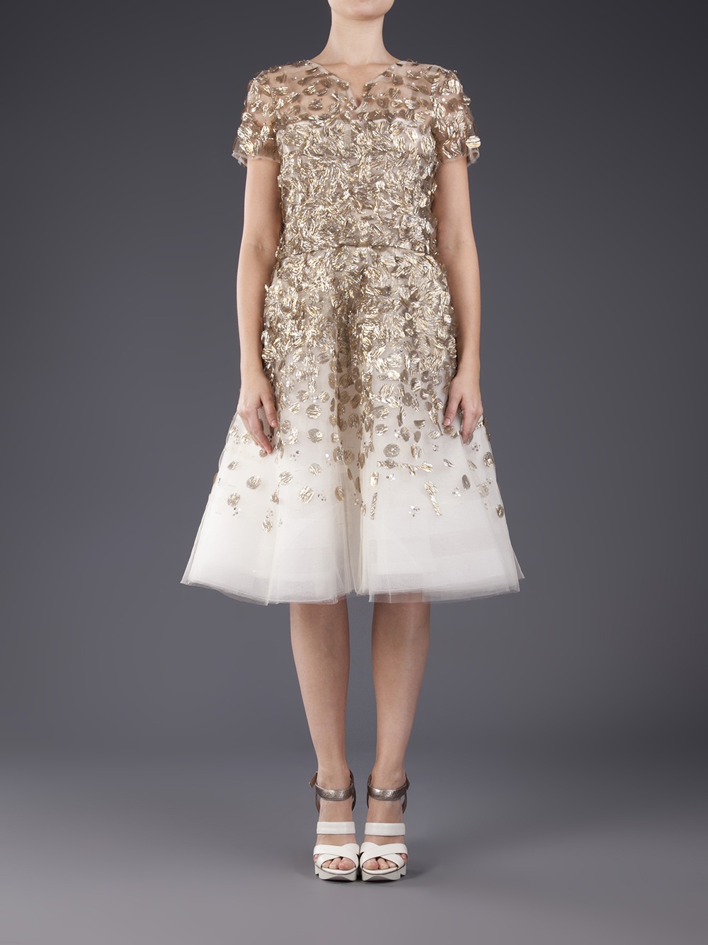 Lyst Oscar De La A Embellished Tail Dress In White