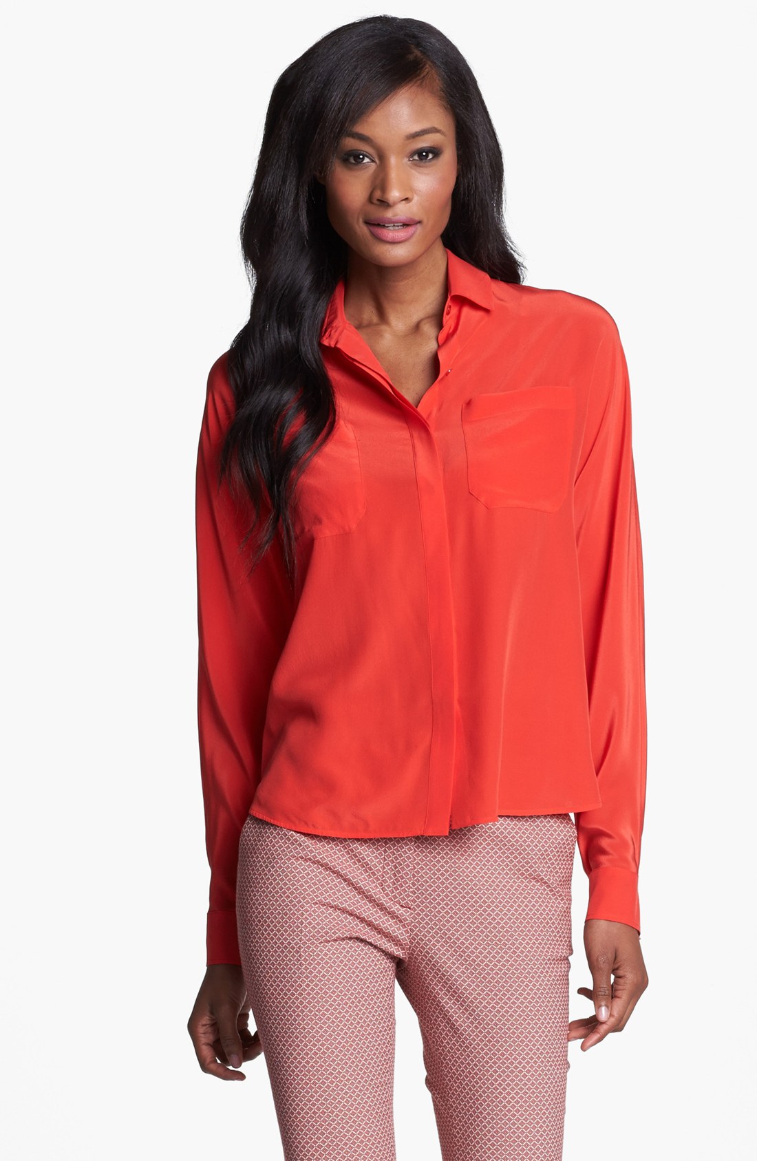Weekend By Maxmara Lino Silk Shirt in Orange | Lyst