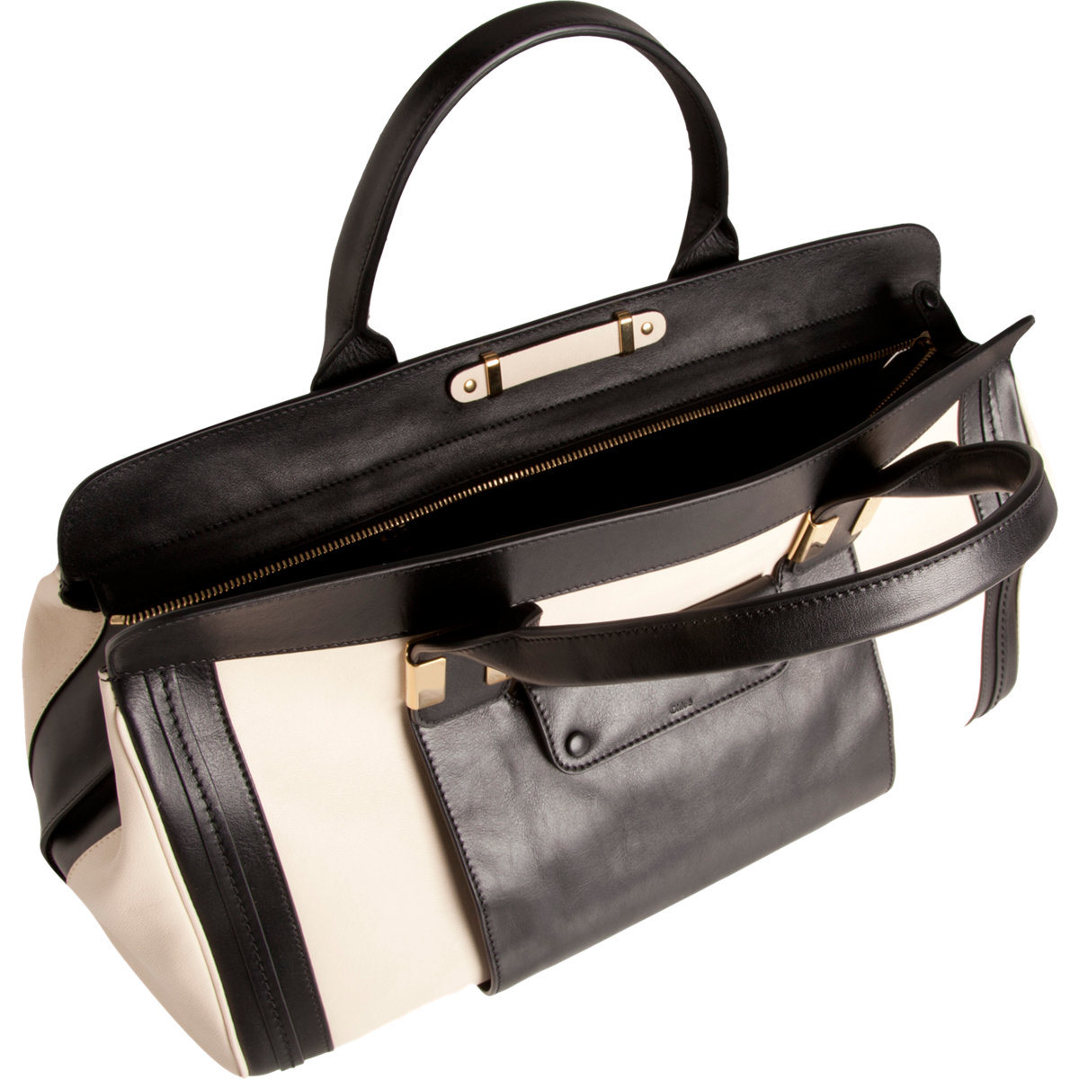 Chlo Colorblock Large Alice Satchel in Black (gold) | Lyst