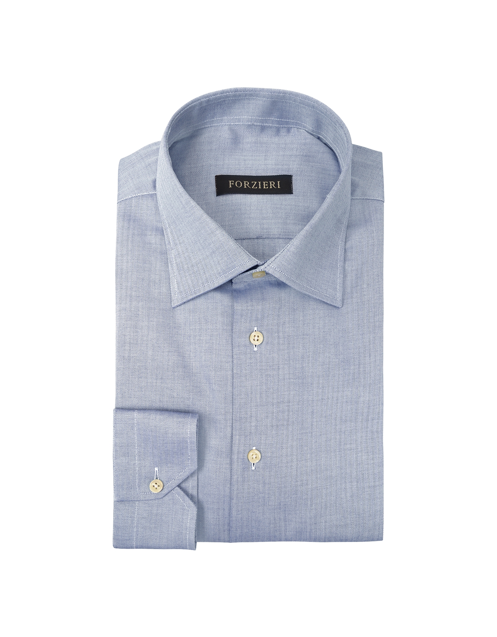 Lyst - Forzieri Blue Herringbone Dress Shirt in Blue for Men