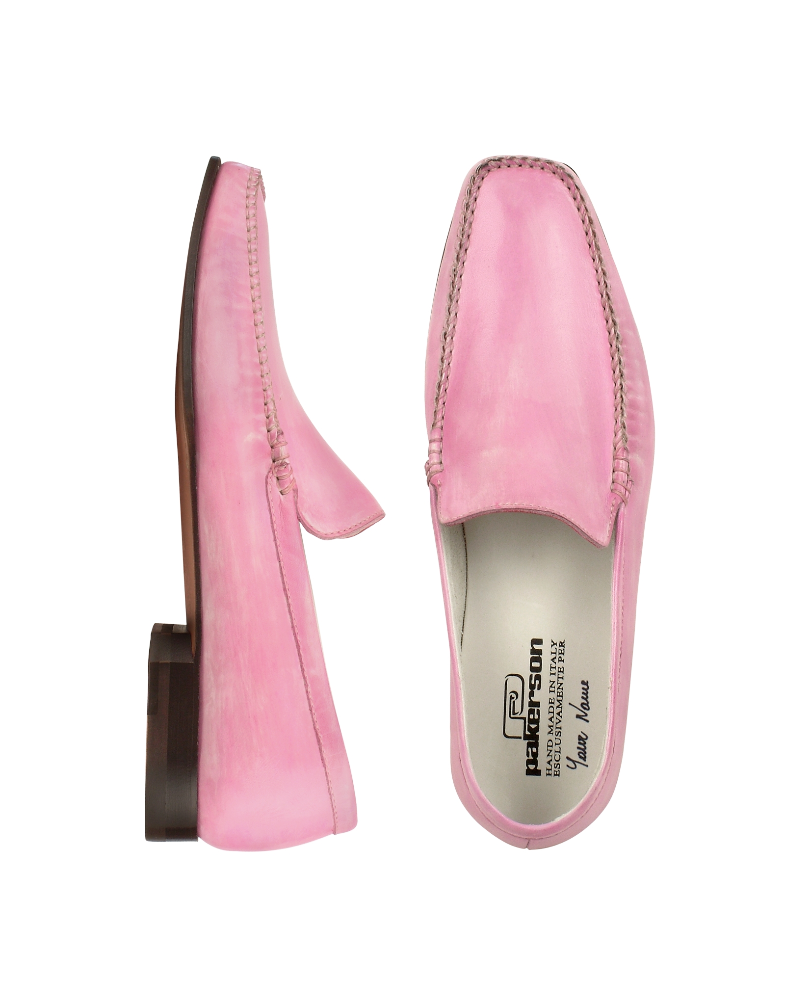 Pakerson Pink Italian Handmade Leather Loafer Shoes in