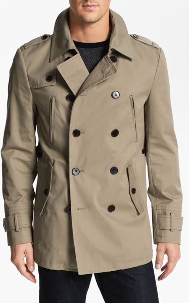 Vince Camuto Slick Double Breasted Rain Trench Coat in Beige for Men ...
