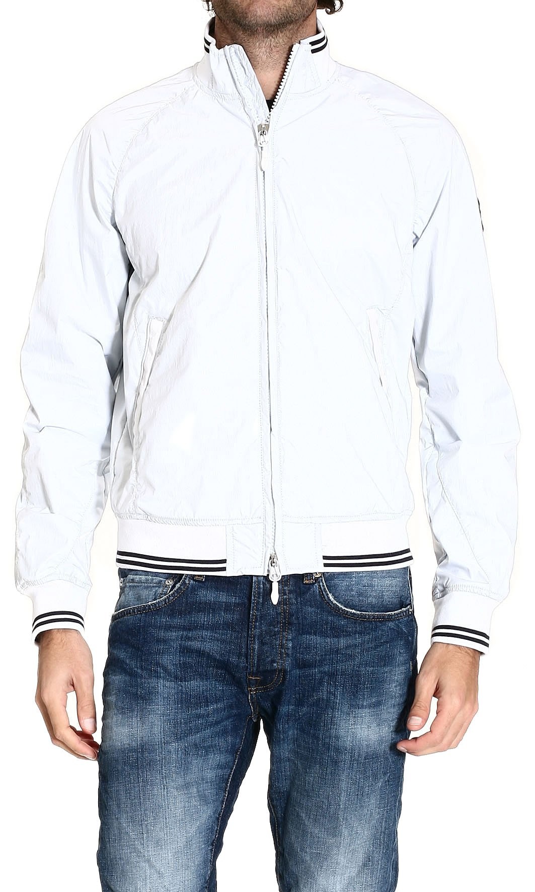 Armani Jeans Bomber Jacket Nylon Zip in White for Men | Lyst