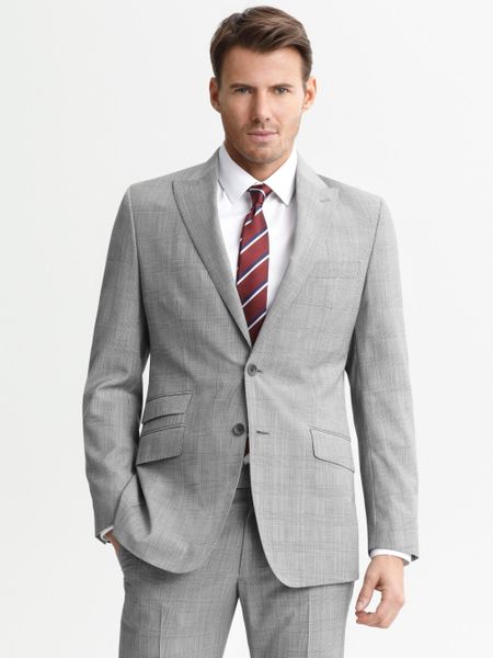 Banana Republic Tailored Grey Plaid Wool Two Button Suit Blazer in Gray ...