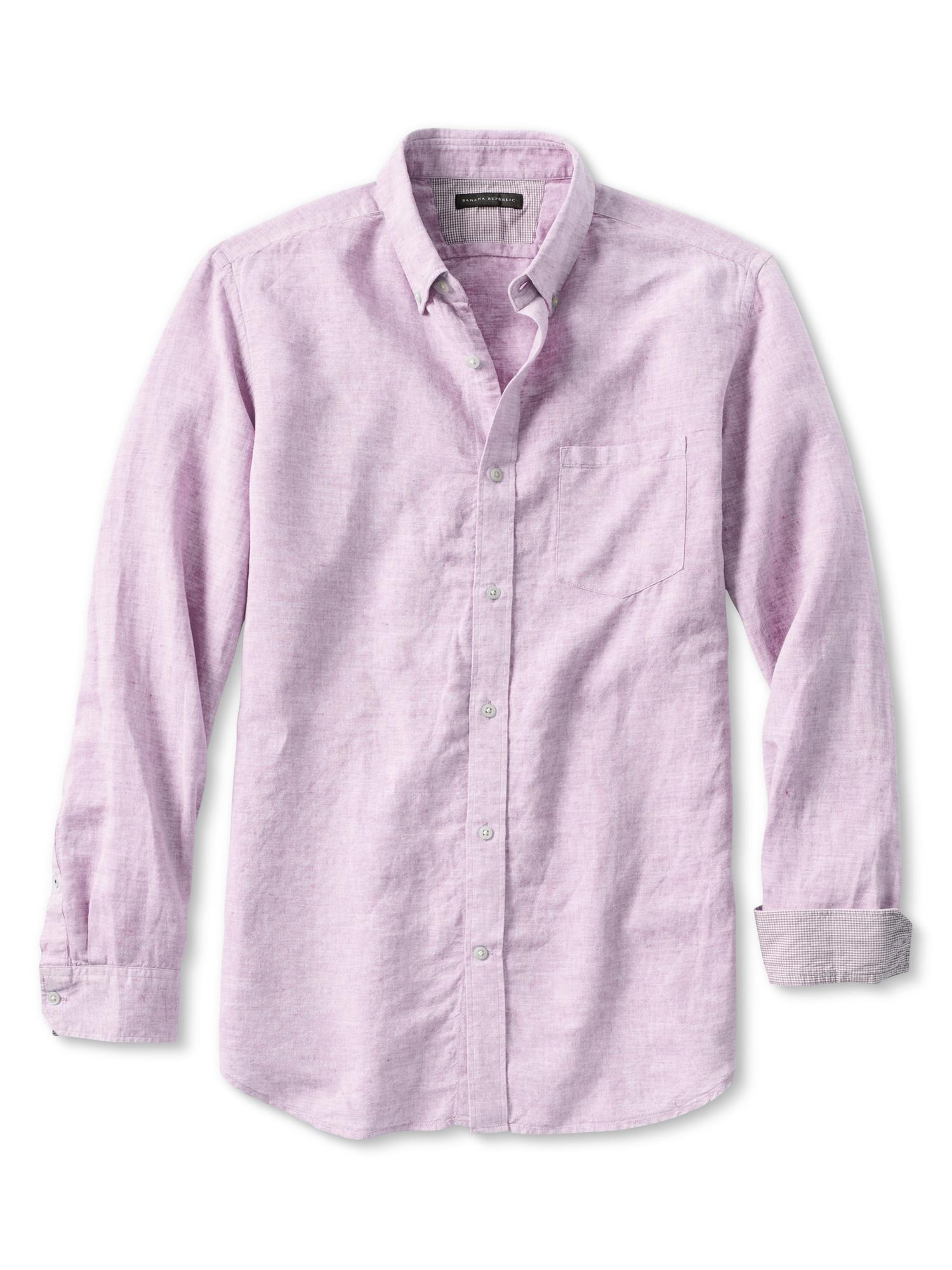 Banana republic Linen Cotton Button Down Shirt in Purple for Men (light ...