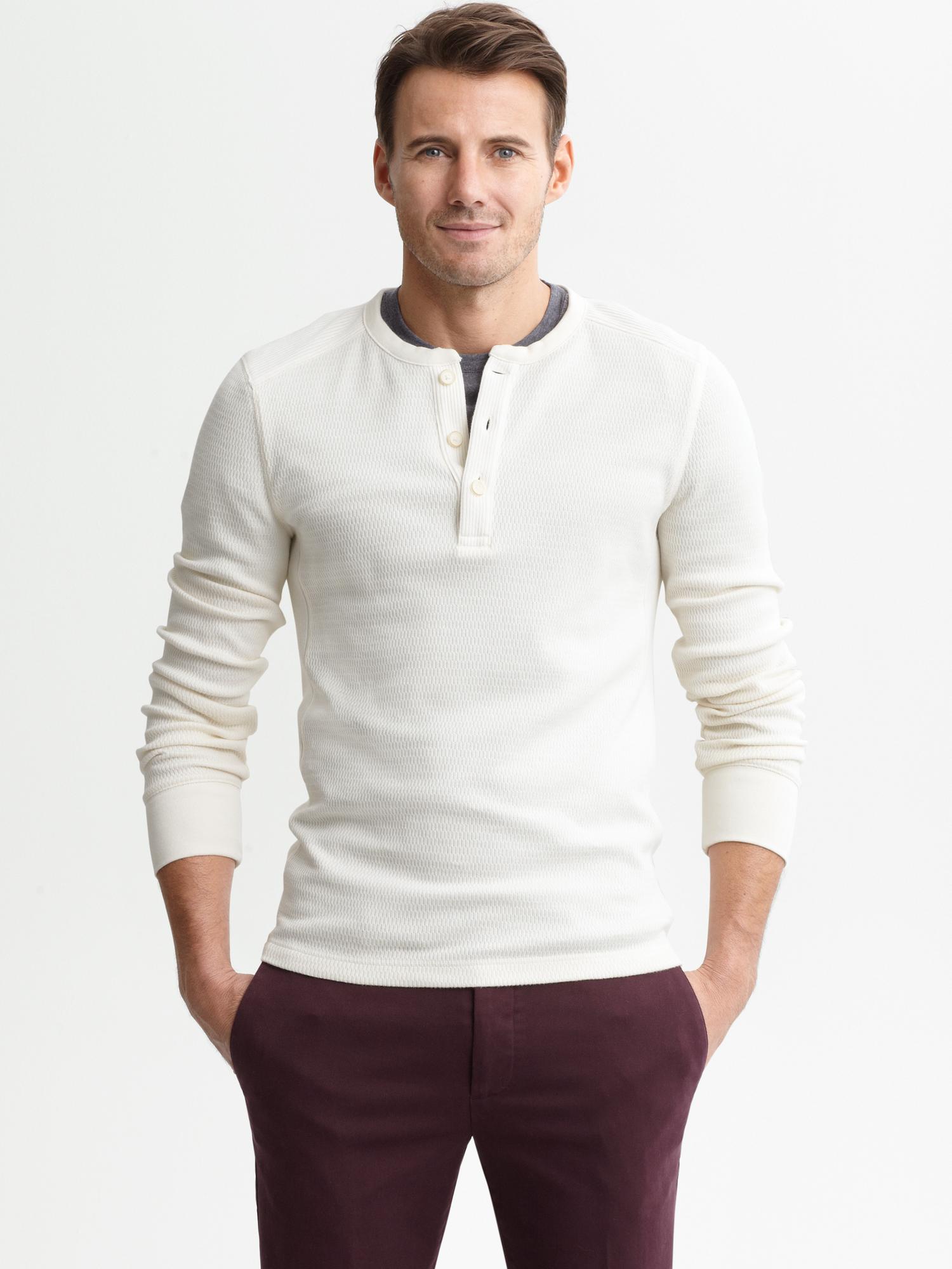 Banana Republic Heritage Waffle Knit Henley in White for Men (snow cap ...