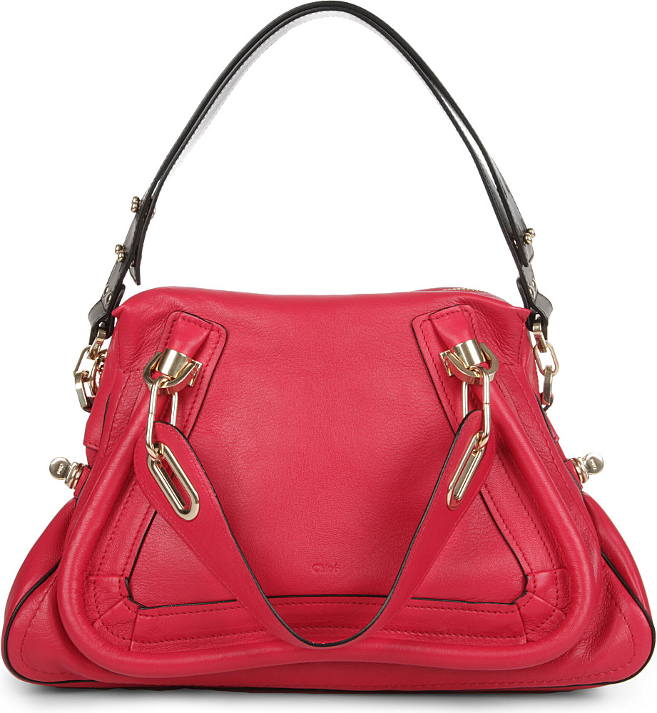 Chlo Paraty Military Medium Shoulder Bag in Red (peony red) | Lyst  