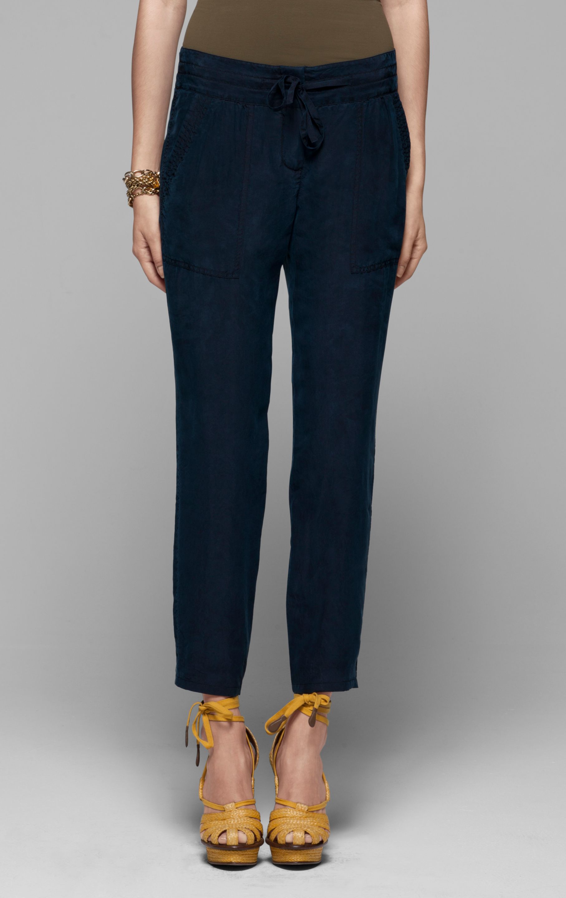 Lyst Theory Sidonia Silk Pant In Blue 4180