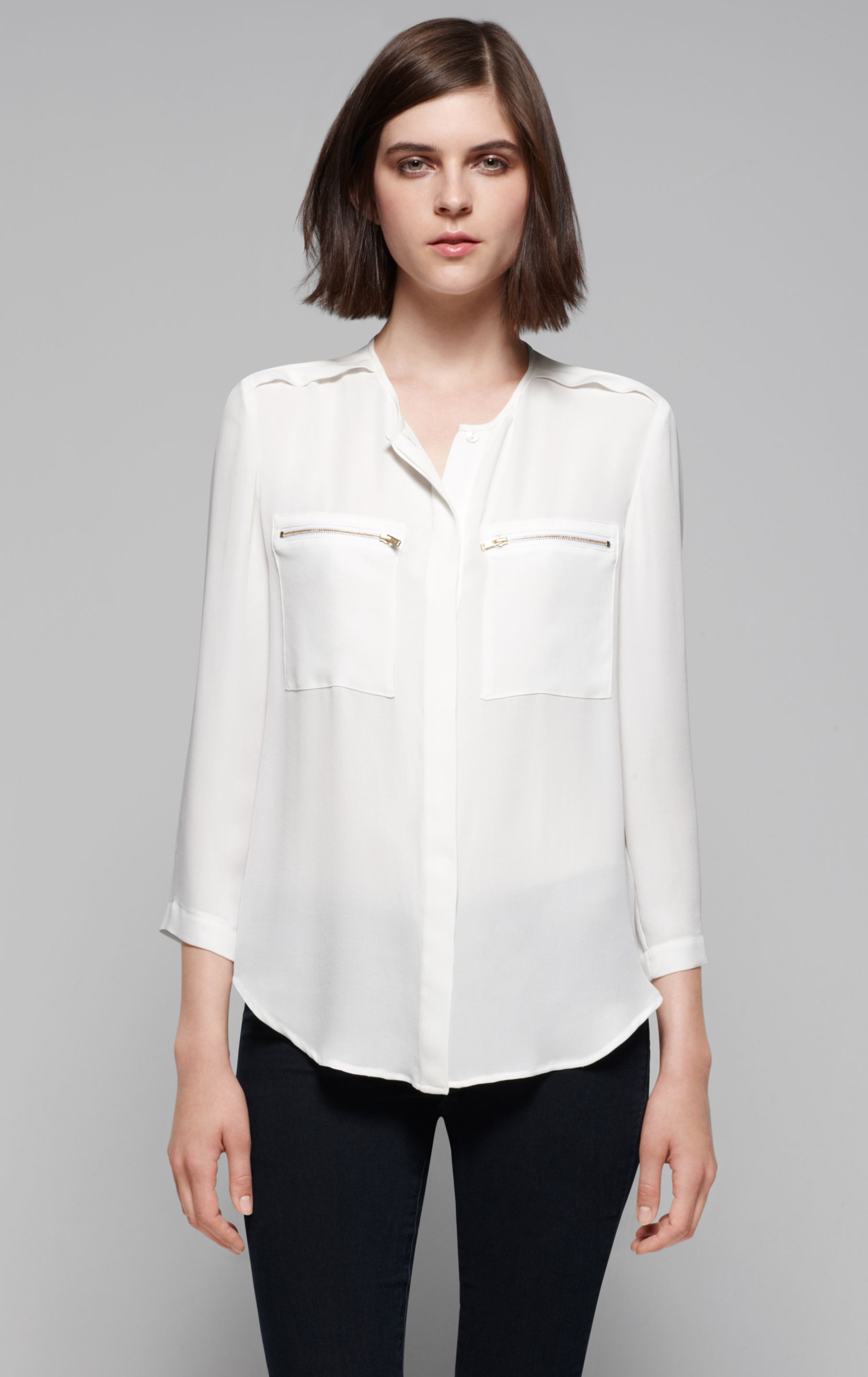 Lyst - Theory Brundia Silk Blouse in White