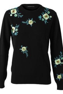Christopher Kane Floral Embroidered Cashmere Sweater in Gray (Grey) | Lyst