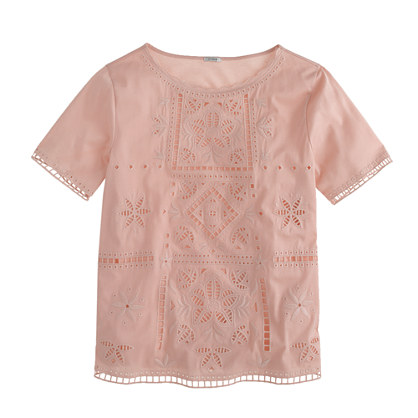 J.crew Graphic Eyelet Tee in Pink | Lyst
