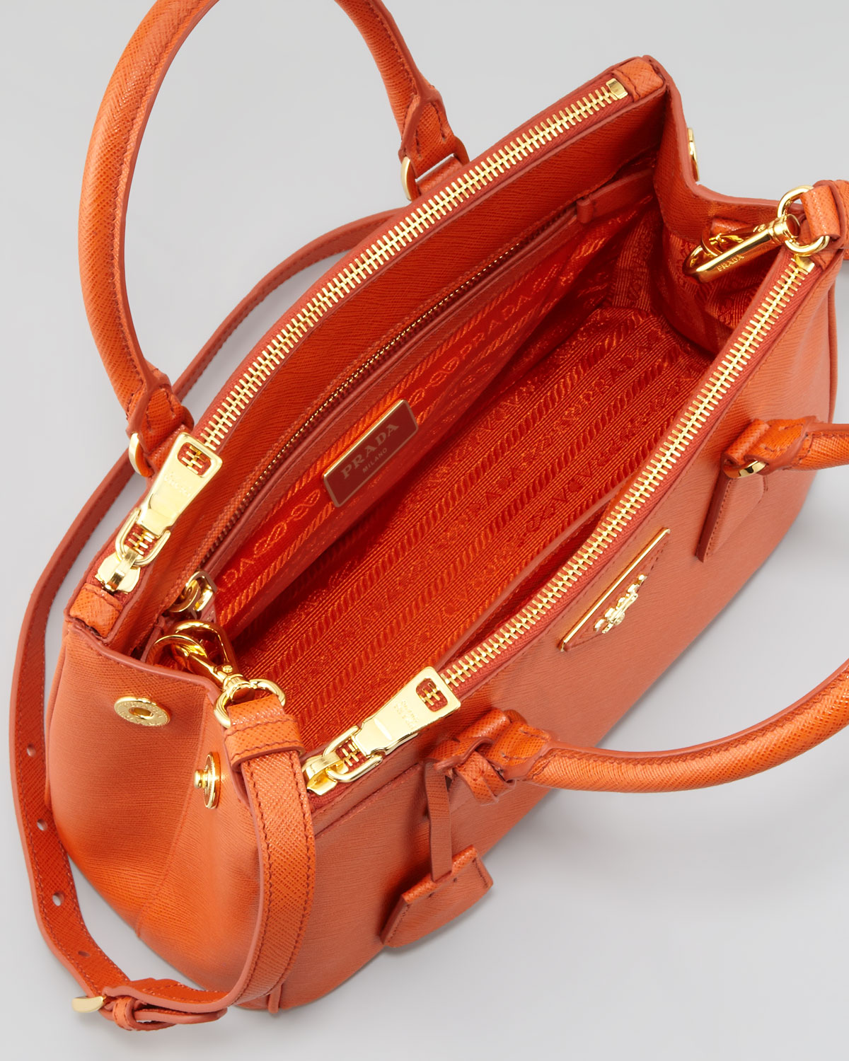 best prada handbag - Prada Mini Saffiano Lux Tote Bag in Orange | Lyst