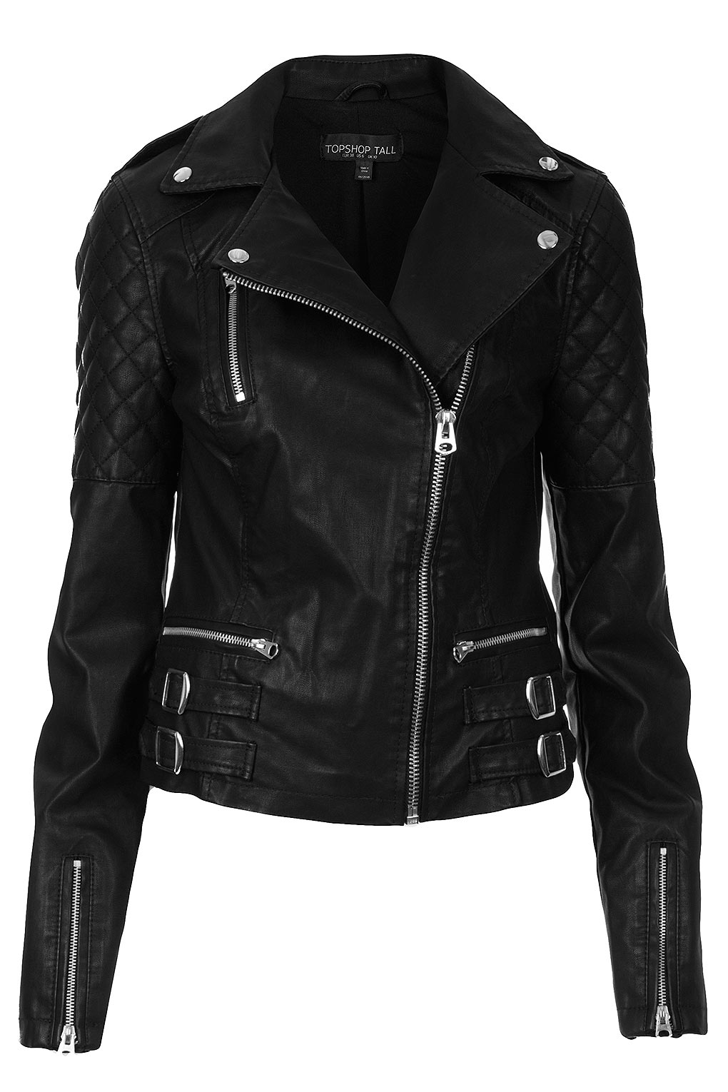 Lyst - TOPSHOP Tall Biker Jacket in Black