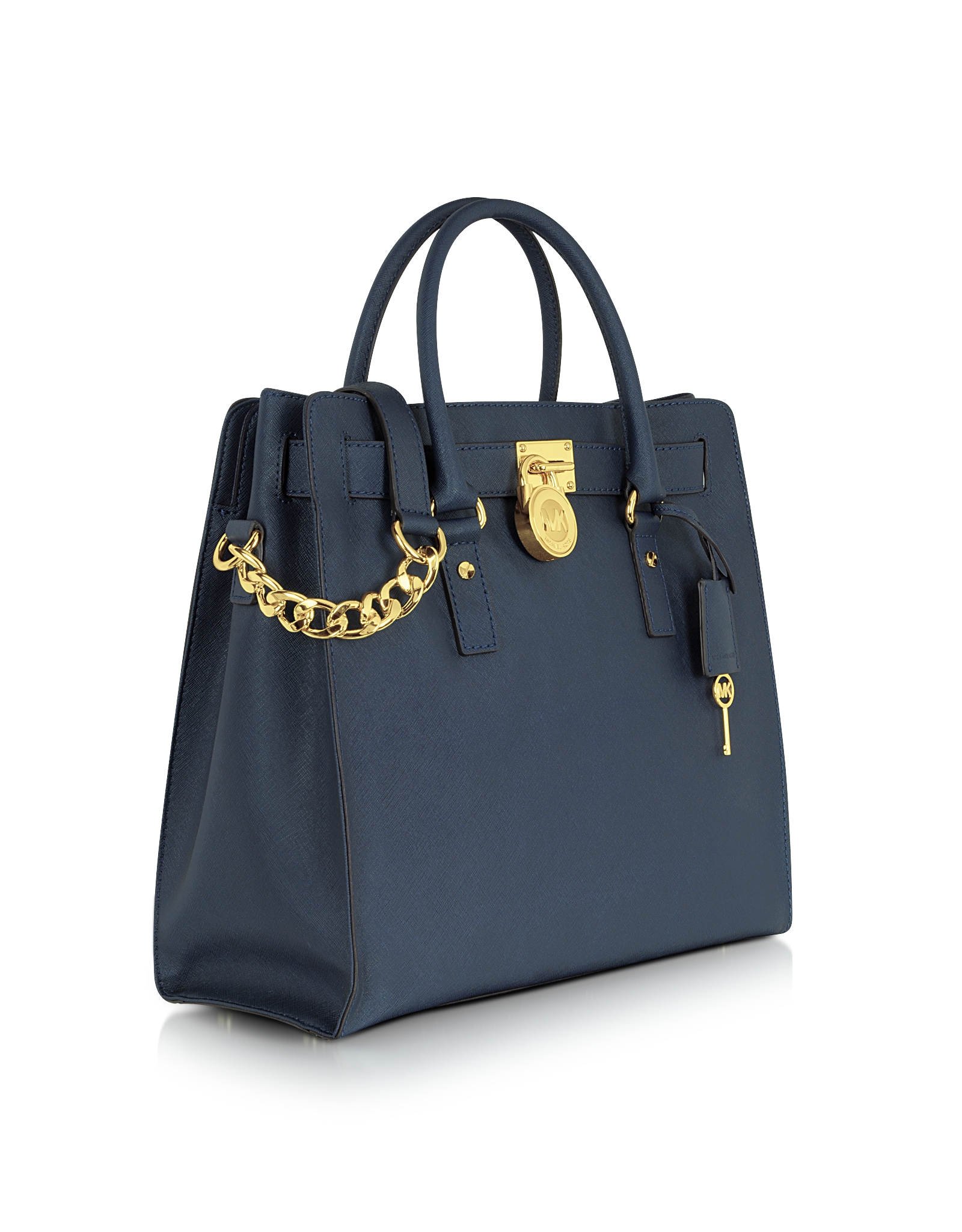 Lyst Michael Kors Hamilton Saffiano Leather Northsouth Tote In Blue Gallery