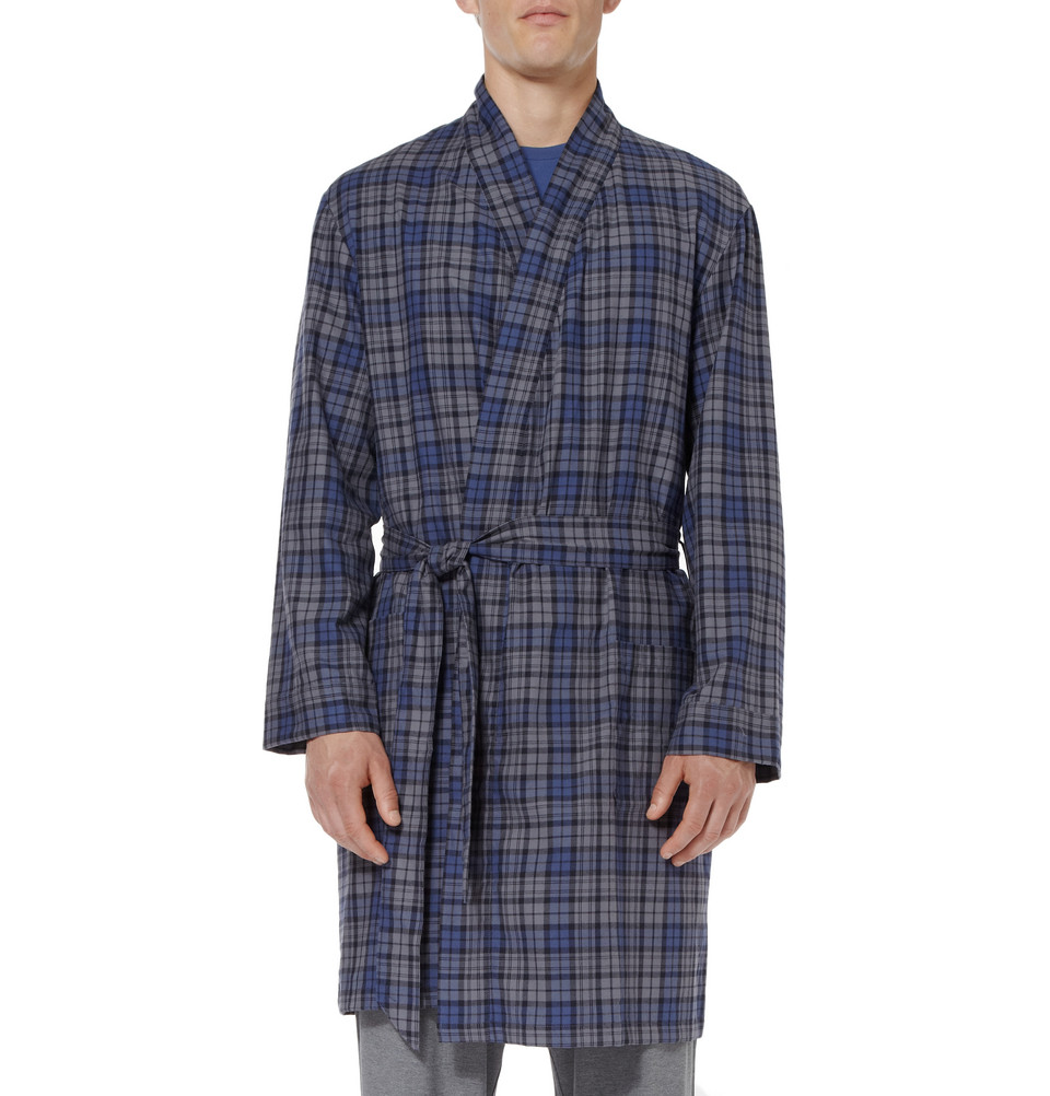 Lyst - Derek Rose Ranga Plaid Cotton Flannel Dressing Gown in Gray for Men