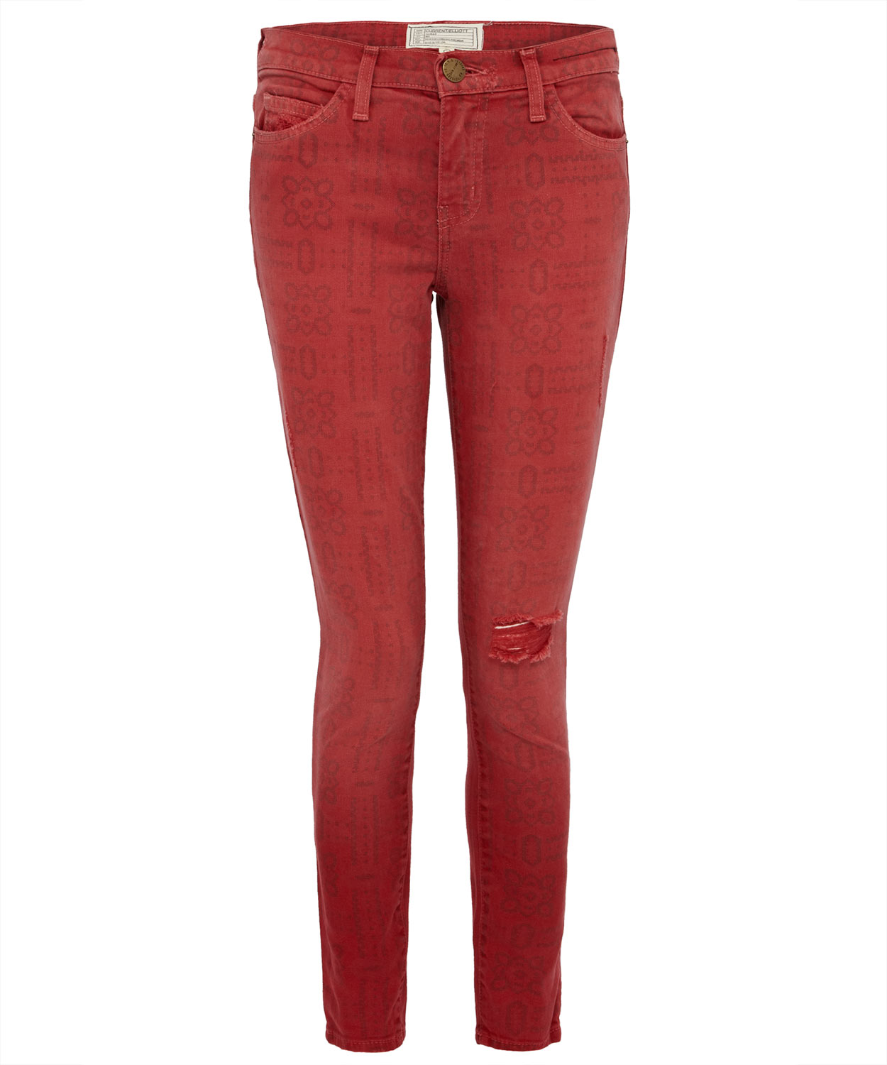 Lyst Current/Elliott Red Stiletto Bandana Print Jeans in Red