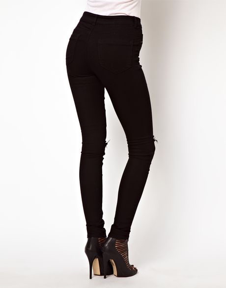 Asos Ridley Supersoft High Waisted Ultra Skinny Jeans in Black with ...