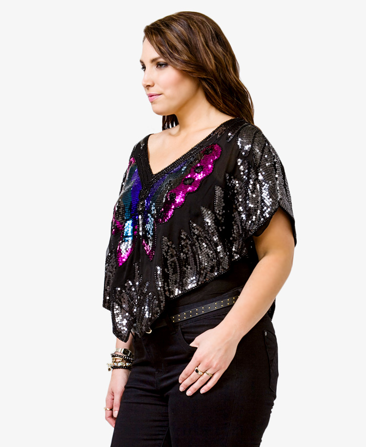 Lyst - Forever 21 Butterfly Sequin Top in Purple