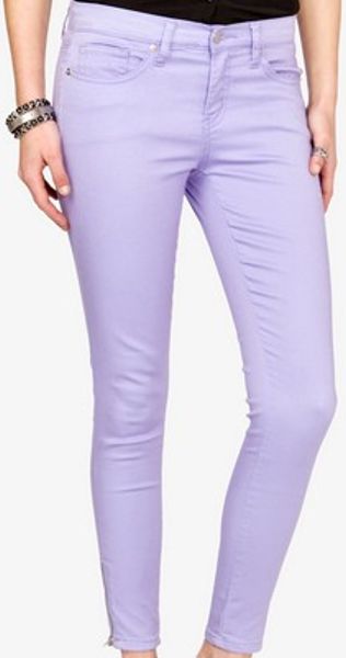 Forever 21 Colored Zippered Skinny Jeans in Purple (lavender) | Lyst