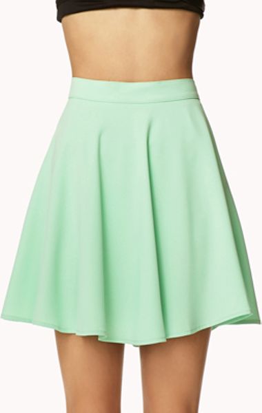 Forever 21 Crepe Woven Skater Skirt in Green (mint) | Lyst