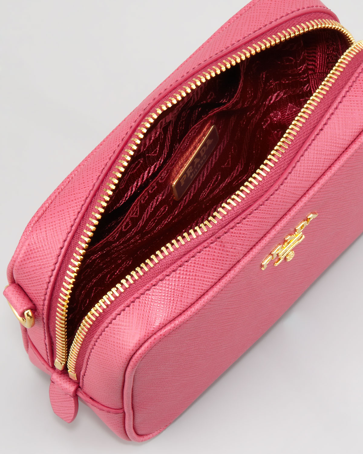 prada purse pictures - Prada Saffiano Mini Zip Crossbody Bag in Pink | Lyst