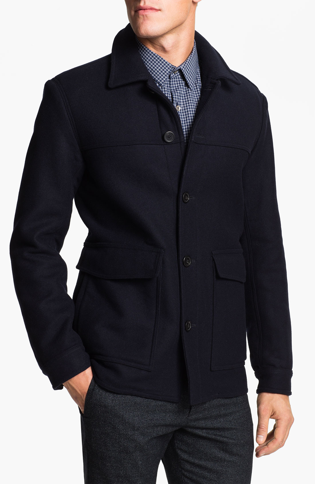 Theory Wool Cashmere Blend Coat in Black for Men (eclipse) | Lyst