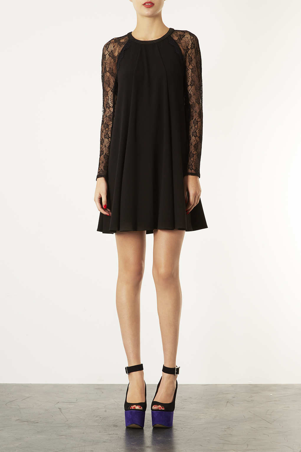 Topshop Half Sleeve Swing Dress in Black | Lyst