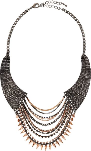Topshop Spike Chain Collar By Cjg in Pink (rose gold) - Lyst